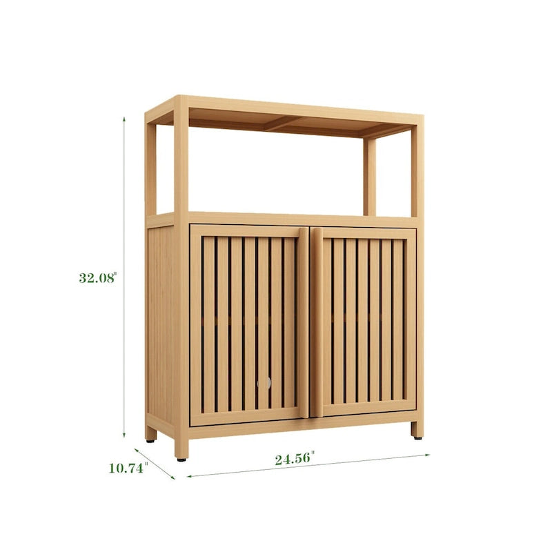 Meuble de rangement de salle de bain en bambou avec étagères