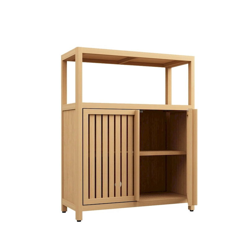 Meuble de rangement de salle de bain en bambou avec étagères