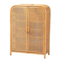 Armoire de rangement 2 portes Curacao Modern Bohemian en rotin miel clair