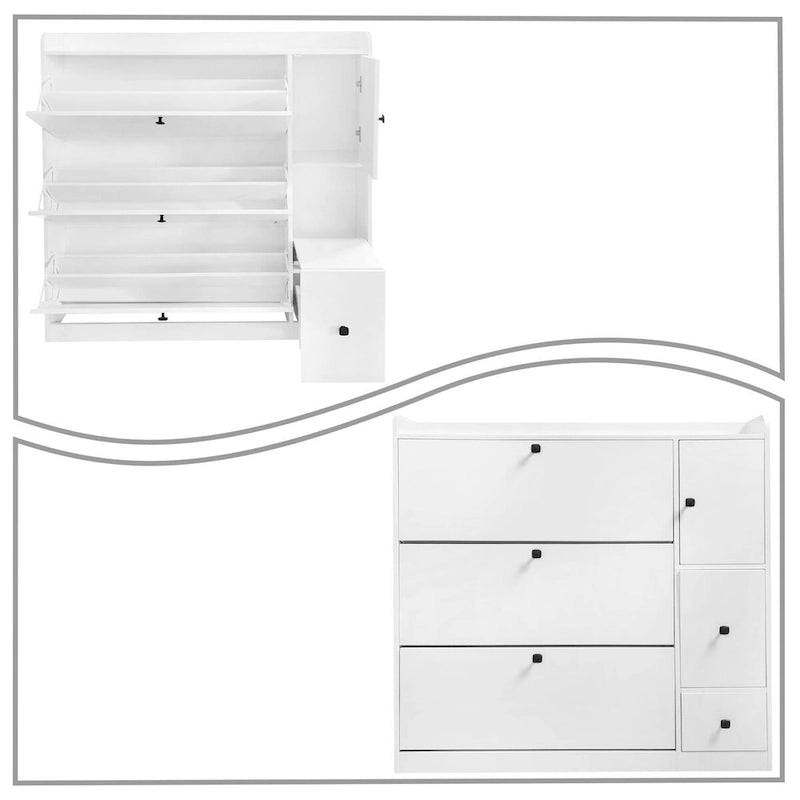 Meuble de rangement à chaussures multifonctionnel et minimaliste avec siège rabattable