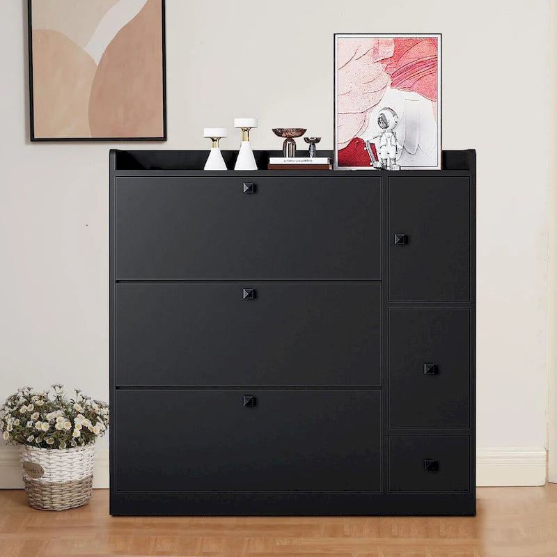 Meuble de rangement à chaussures multifonctionnel et minimaliste avec siège rabattable