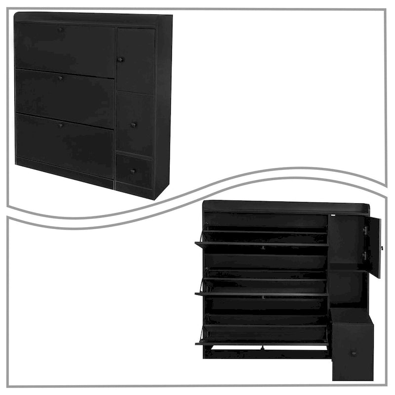 Meuble de rangement à chaussures multifonctionnel et minimaliste avec siège rabattable