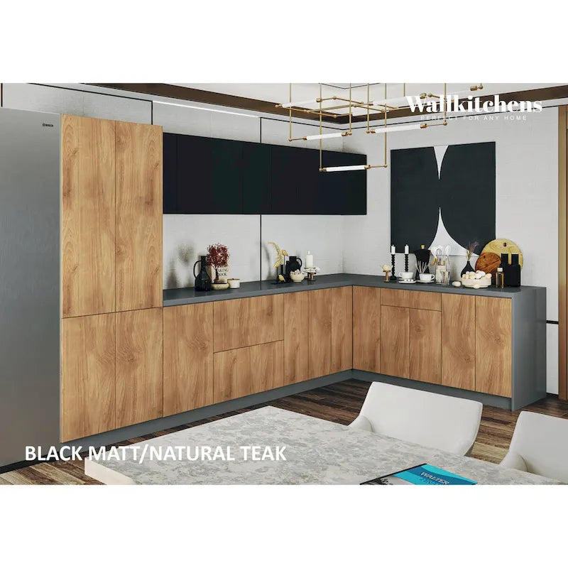 Collection Teck Naturel et Base de Couleur Noire Taille 11 pieds de large - 138x85