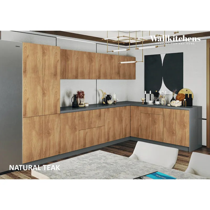 Collection Teck Naturel et Base de Couleur Noire Taille 11 pieds de large - 138x85