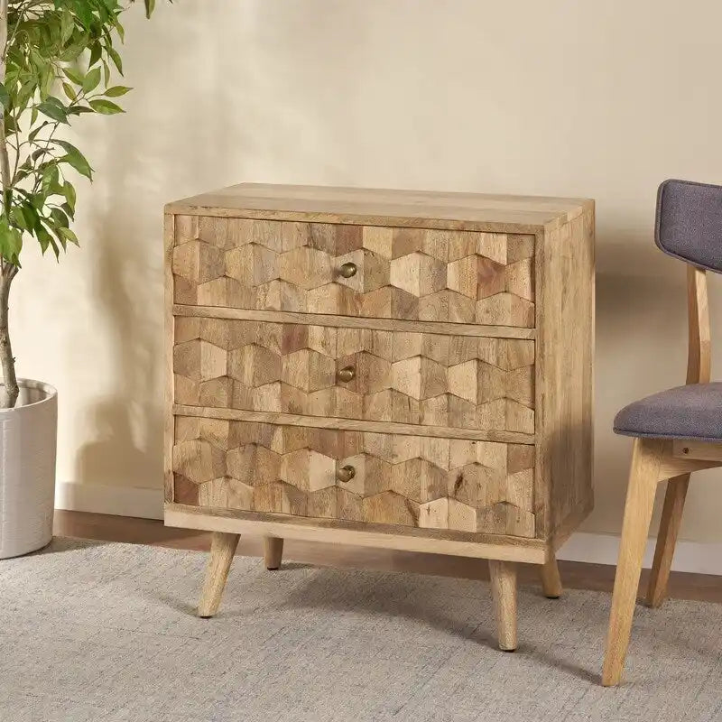 Commode moderne en bois à 3 tiroirs, meuble de rangement d'appoint - N/A