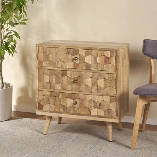 Commode moderne en bois à 3 tiroirs, meuble de rangement d'appoint - N/A