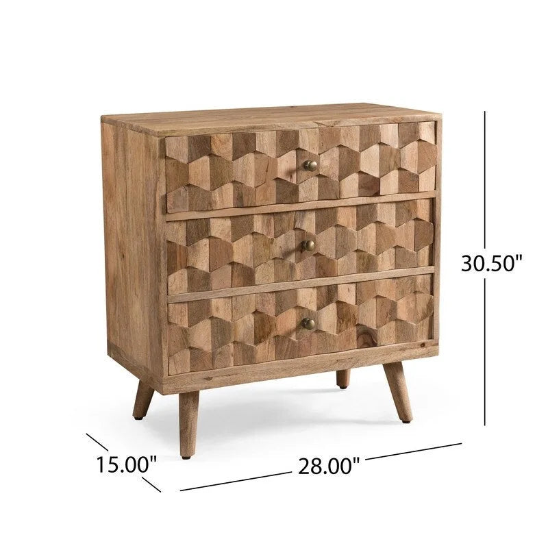Commode moderne en bois à 3 tiroirs, meuble de rangement d'appoint - N/A