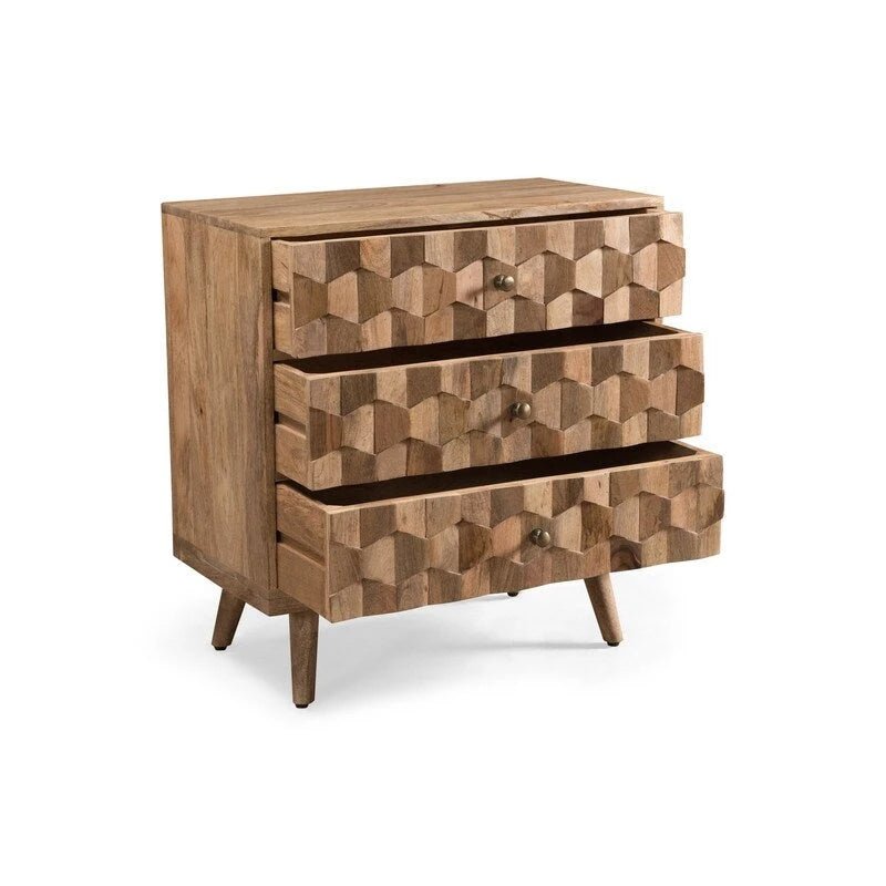 Commode moderne en bois à 3 tiroirs, meuble de rangement d'appoint - N/A