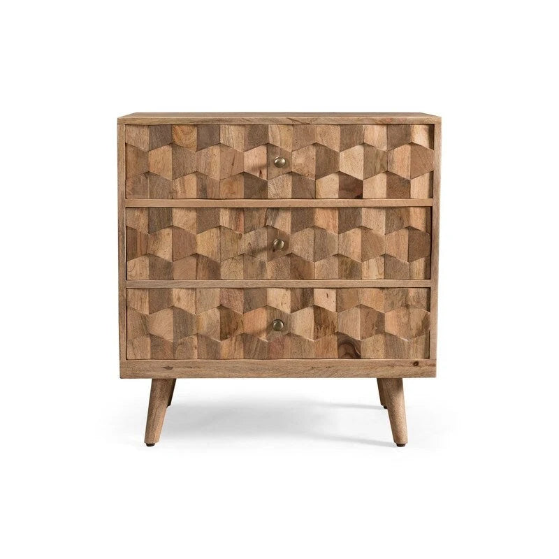Commode moderne en bois à 3 tiroirs, meuble de rangement d'appoint - N/A
