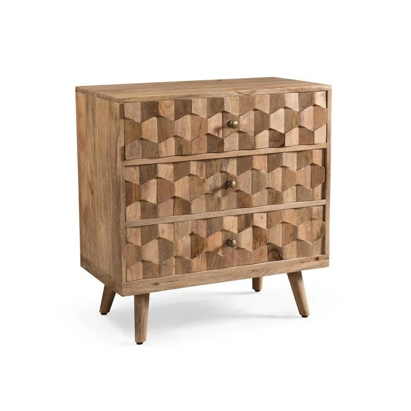 Commode moderne en bois à 3 tiroirs, meuble de rangement d'appoint - N/A