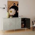 Meuble de rangement 4 portes élégant et fonctionnel avec pieds en pin et MDF, pour salon, chambre et cuisine.