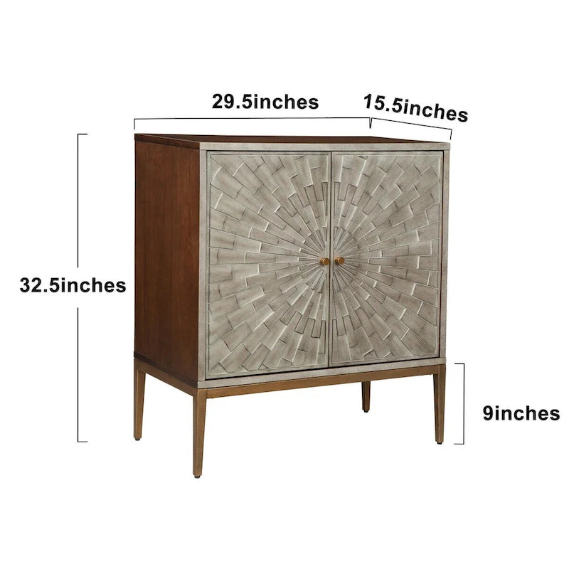 Meuble d'appoint 2 portes en bois style Mid-century Modern - Table basse d'entrée, rangement de chambre, buffet de cuisine, commode - 75 cm