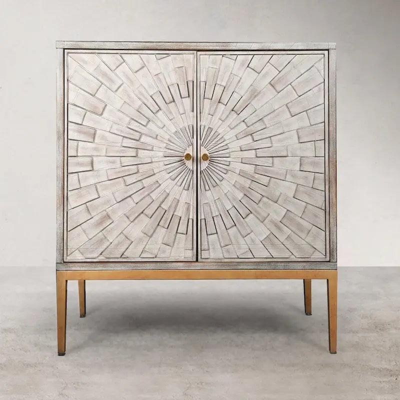 Meuble d'appoint 2 portes en bois style Mid-century Modern - Table basse d'entrée, rangement de chambre, buffet de cuisine, commode - 75 cm