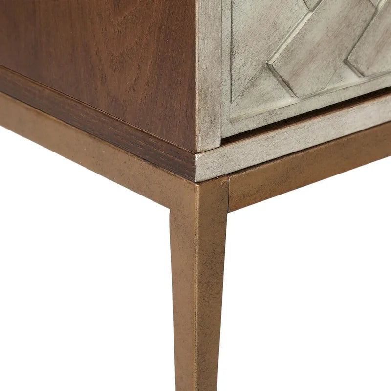 Meuble d'appoint 2 portes en bois style Mid-century Modern - Table basse d'entrée, rangement de chambre, buffet de cuisine, commode - 75 cm