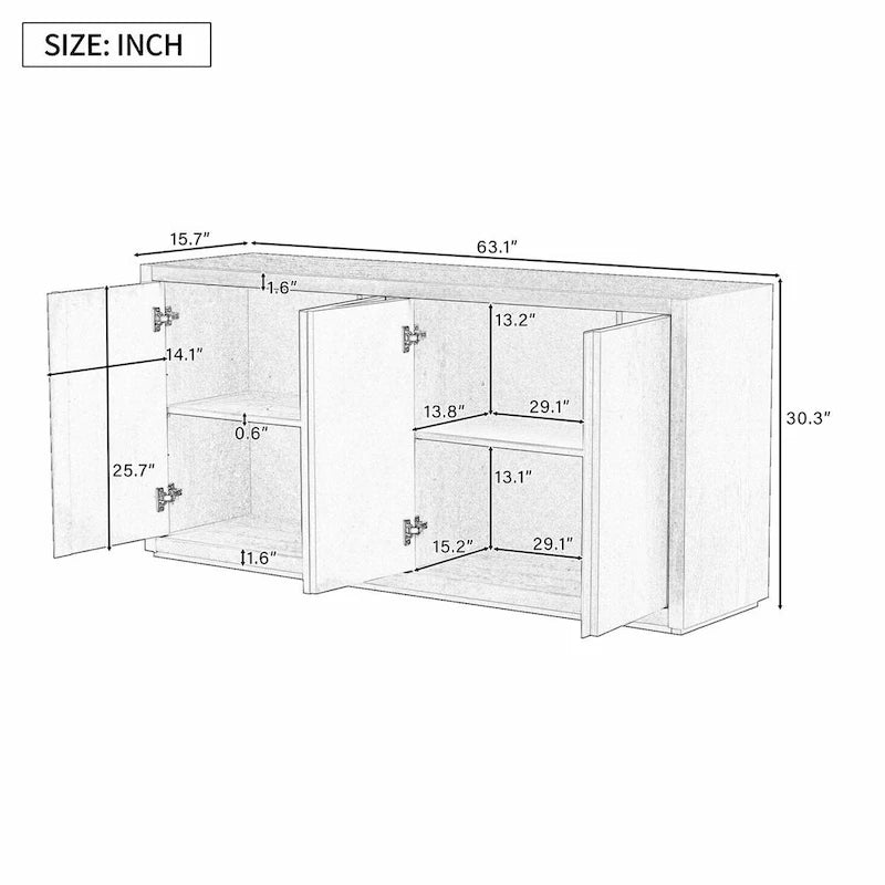 Cabinet buffet quatre portes en frêne