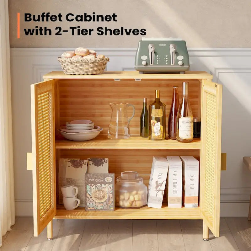Buffet de cuisine d'appoint style bohème et rustique avec portes