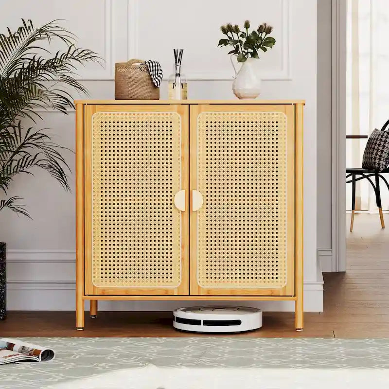 Buffet de cuisine d'appoint style bohème et rustique avec portes