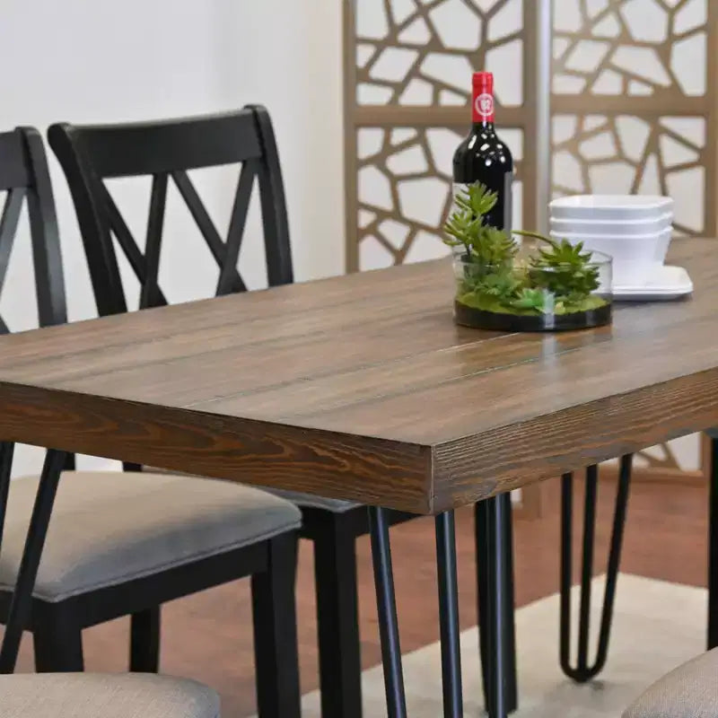 Ensemble de salle à manger Arroyo de Roundhill Furniture, table à manger Hairpin avec 4 chaises à dossier croisé, noir riche, 5 pièces