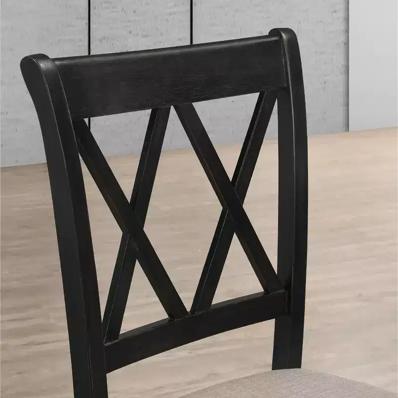 Ensemble de salle à manger Arroyo de Roundhill Furniture, table à manger Hairpin avec 4 chaises à dossier croisé, noir riche, 5 pièces