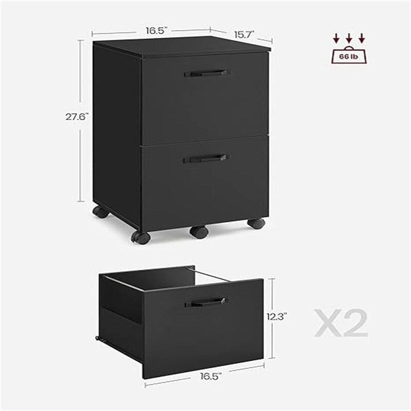 Classeur à 2 tiroirs - 15,7P x 16,5L x 27,6H