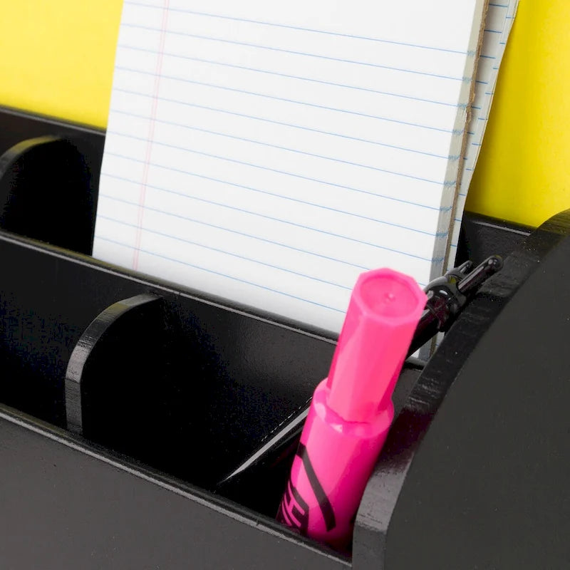Organisateur de bureau tout-en-un 8 compartiments avec chargeur USB - Noir