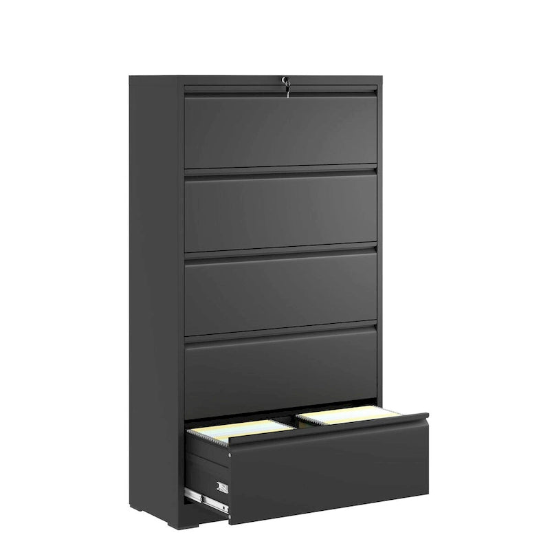 Classeur métallique latéral 5 tiroirs avec serrure pour documents légaux/lettres/A4/F4
