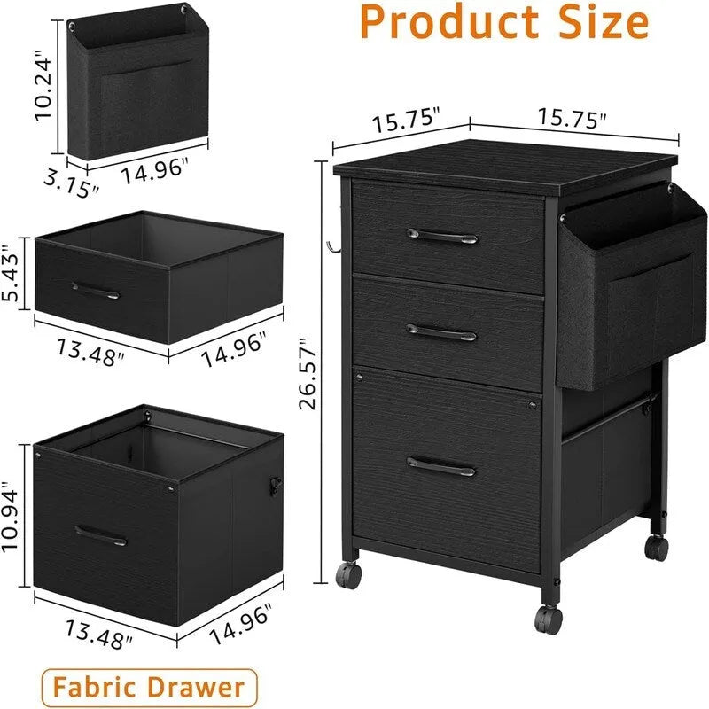 Petits Classeurs pour Bureau à Domicile - Classeur à 3 Tiroirs - 39,83 P x 38,86 L x 67,56 H cm