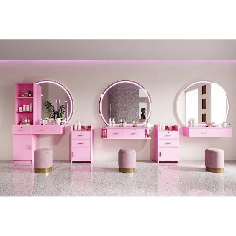 Meuble de rangement pour salon de beauté avec serrure, support pour sèche-cheveux, tiroir pour matériel de coiffure
