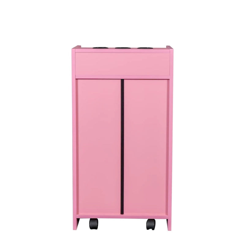 Meuble de rangement pour salon de beauté avec serrure, support pour sèche-cheveux, tiroir pour matériel de coiffure