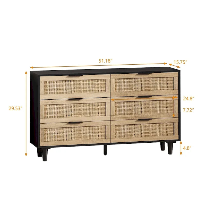 51,18 L 6-tiroirs Meuble de rangement en rotin