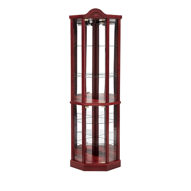 Meuble à vin avec étagères en verre réglables et décorations sculptées