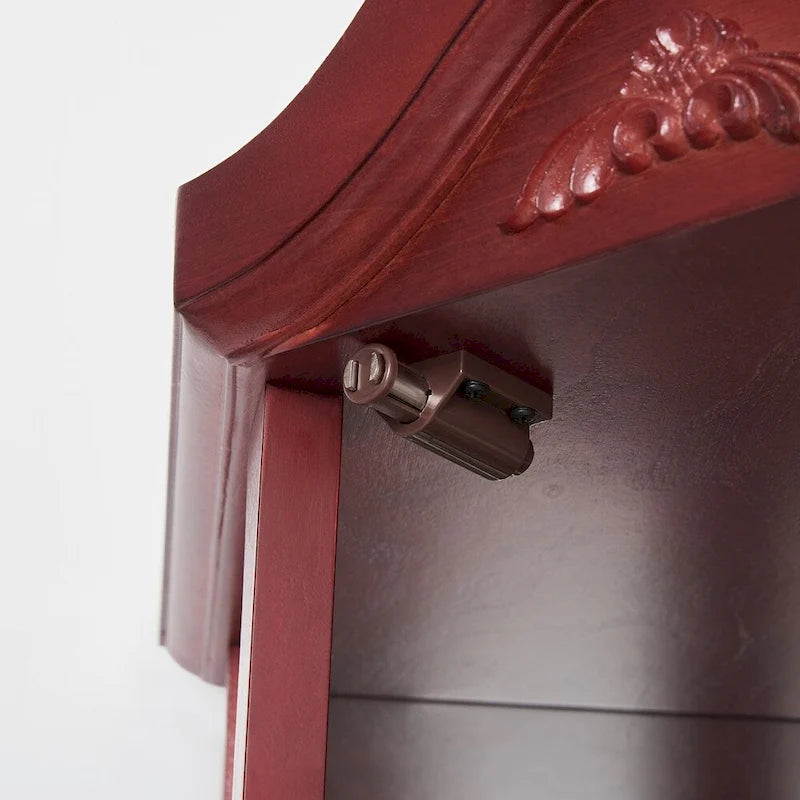 Meuble à vin avec étagères en verre réglables et décorations sculptées