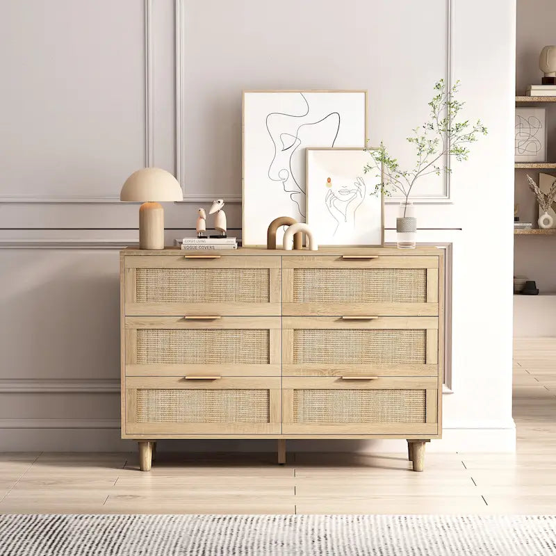 43.316-Meuble de rangement à tiroirs en rotin, pour chambre, salon, naturel