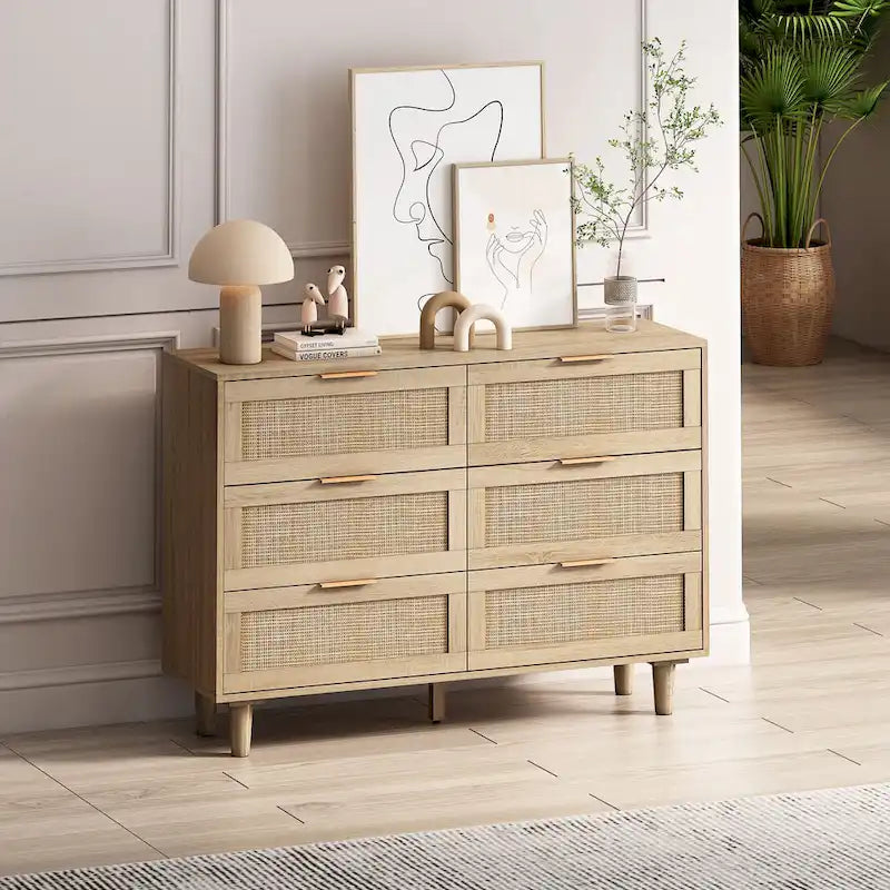43.316-Meuble de rangement à tiroirs en rotin, pour chambre, salon, naturel