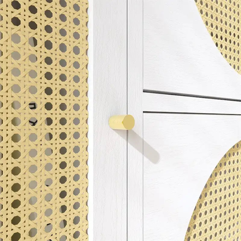 Meuble de rangement avec portes en rotin, Armoire haute sur pieds