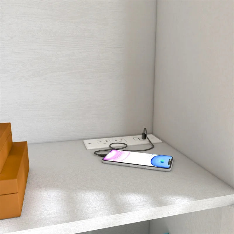 Meuble de rangement avec portes en rotin, Armoire haute sur pieds
