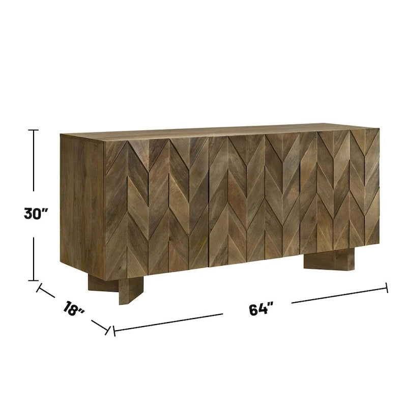 Buffet de salle à manger 3 portes en bois de manguier marron