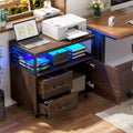 Bahut Meuble de Rangement Classeur avec Tiroirs et Port USB