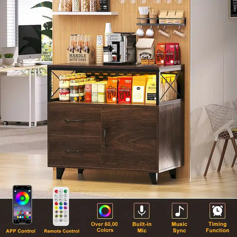 Bahut Meuble de Rangement Classeur avec Tiroirs et Port USB