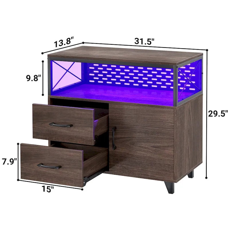 Bahut Meuble de Rangement Classeur avec Tiroirs et Port USB