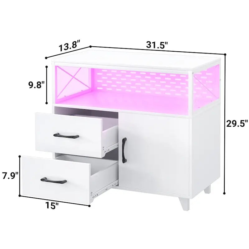Bahut Meuble de Rangement Classeur avec Tiroirs et Port USB