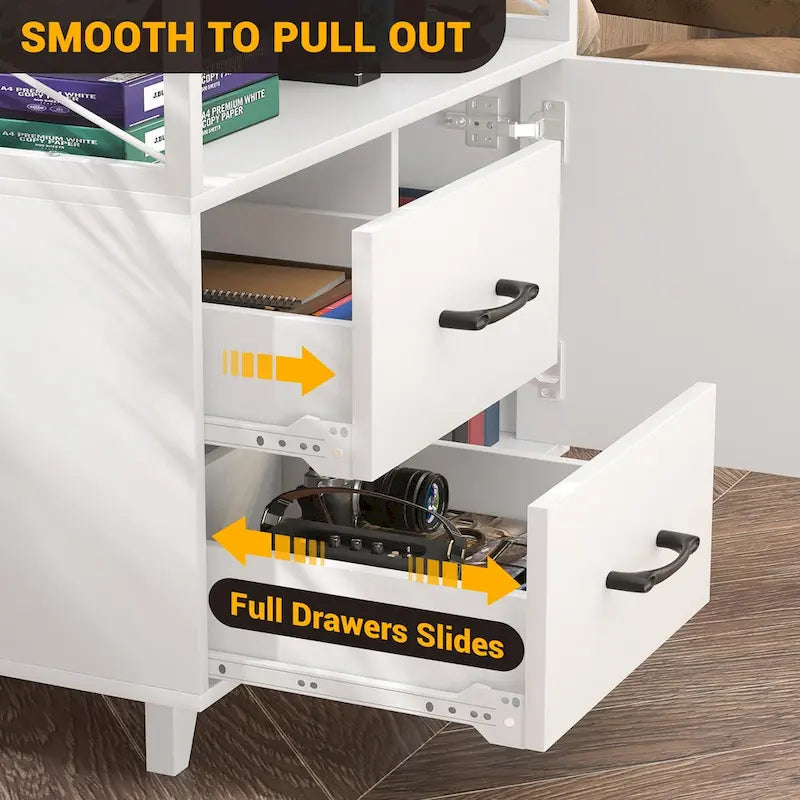 Bahut Meuble de Rangement Classeur avec Tiroirs et Port USB