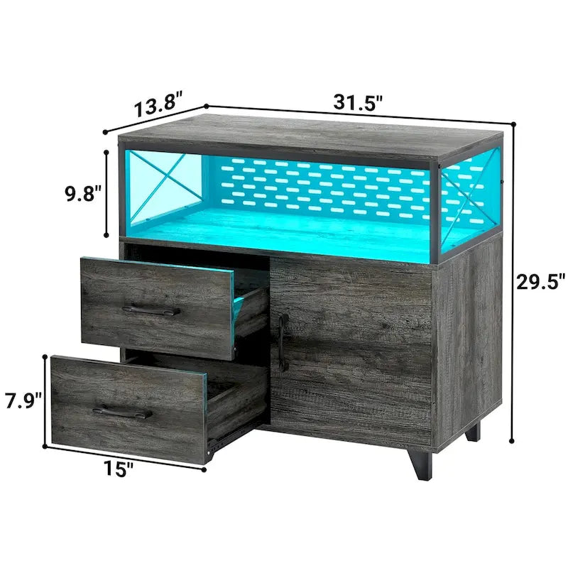 Bahut Meuble de Rangement Classeur avec Tiroirs et Port USB