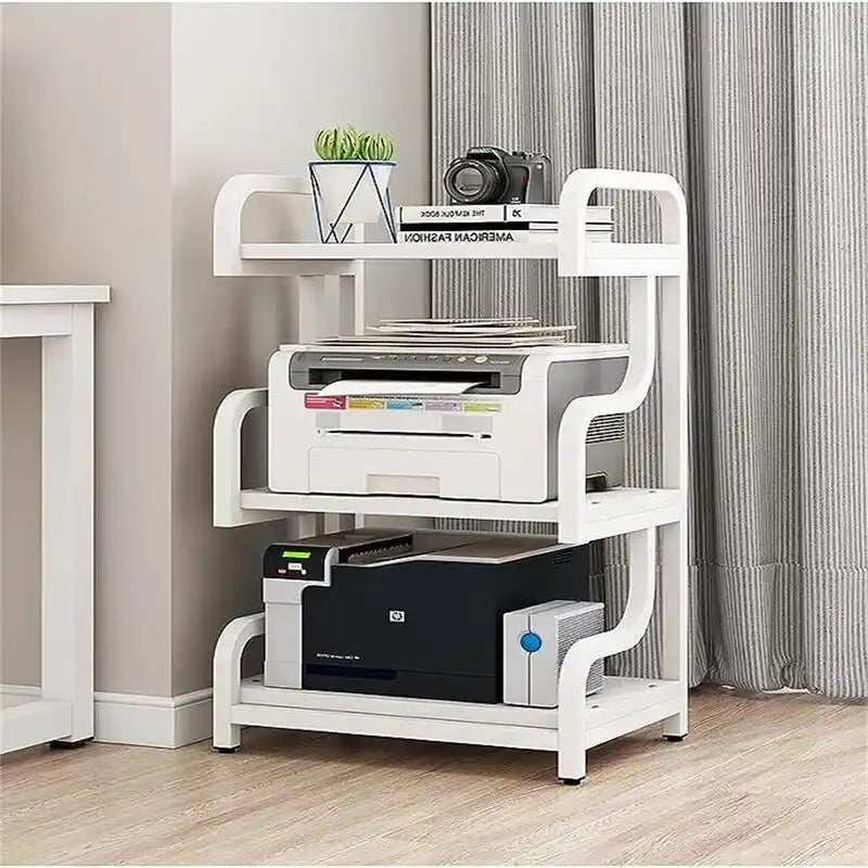 Meuble d'imprimante à 3 niveaux avec roulettes, chariot de rangement mobile, étagère multifonctionnelle sur pied - 55 x 40 x 77 cm