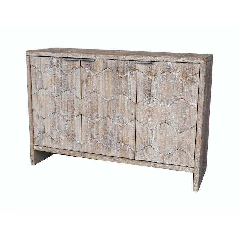 Meuble d'appoint 3 portes en bois de style fermette : Buffet de rangement