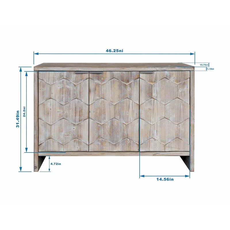 Meuble d'appoint 3 portes en bois de style fermette : Buffet de rangement