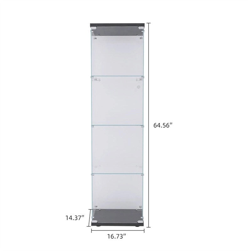 Vitrine en verre éclairée à 4 étagères avec une porte