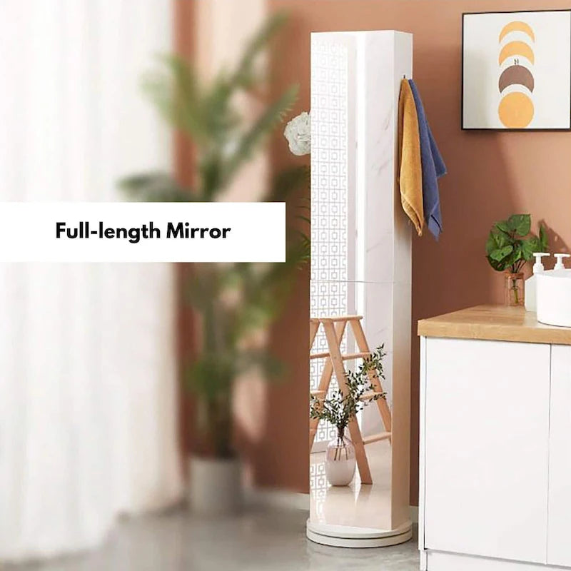 Armoire de rangement rotative Miroir pleine longueur Pivotant à 360 degrés - 169,2 cm (H) x 30,5 cm (L) x 36,6 cm (diamètre de la base)