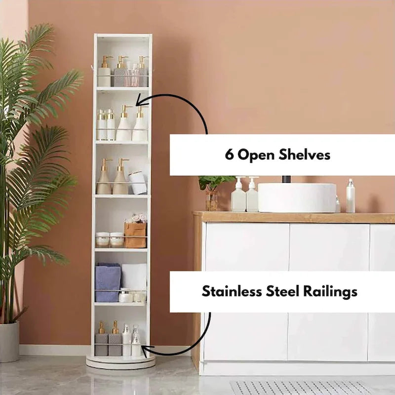 Armoire de rangement rotative Miroir pleine longueur Pivotant à 360 degrés - 169,2 cm (H) x 30,5 cm (L) x 36,6 cm (diamètre de la base)
