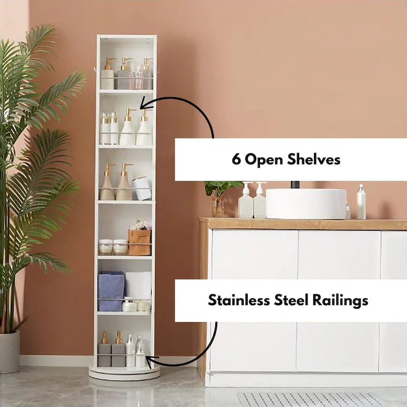 Armoire de rangement rotative Miroir pleine longueur Pivotant à 360 degrés - 169,2 cm (H) x 30,5 cm (L) x 36,6 cm (diamètre de la base)